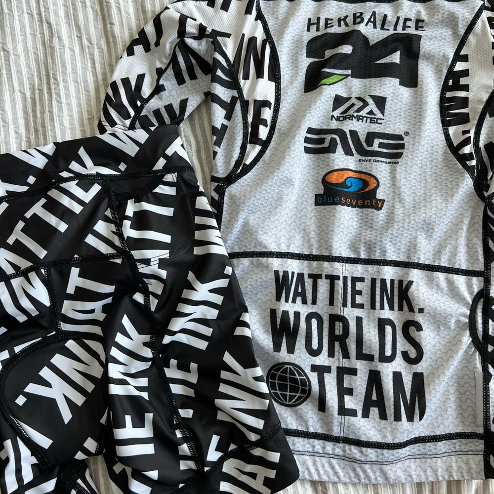 Wattie Ink Worlds team triathlon kit